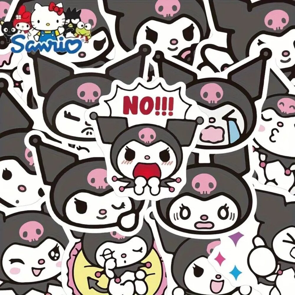 Kuromi Stickers 50pc Hello Kitty Love Sanrio Faces Emoji School Kids Emo Scene